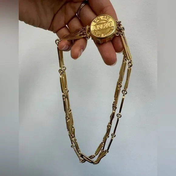 Vintage DKNY 80’s RARE Bottle Cap Layered Necklace Gold Tone - Picture 6 of 13
